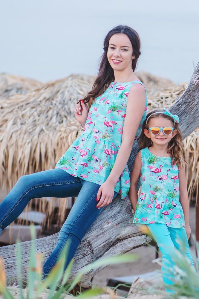 Tunica per mamma e figlia con stampa fenicotteri rosa *Flamingo*