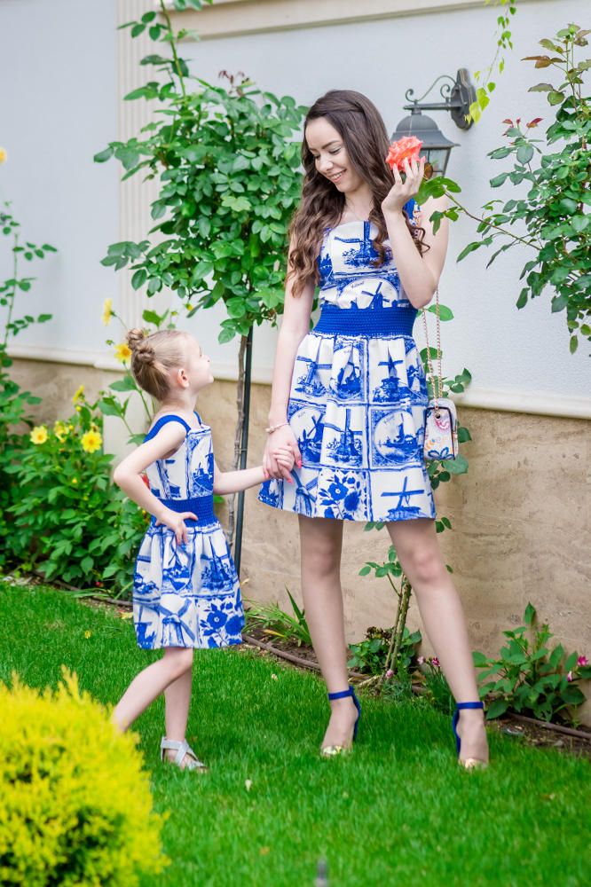 Abito/Vestito per mamma e figlia con stampa mulini a vento *Holland*